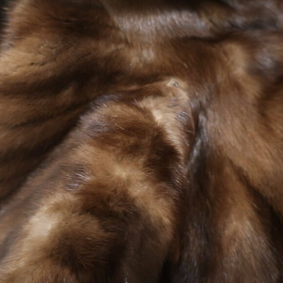 Womens Georgeou Westchester Dark Brown Mink Round Collar Vintage Long Coat M - Picture 13 of 16